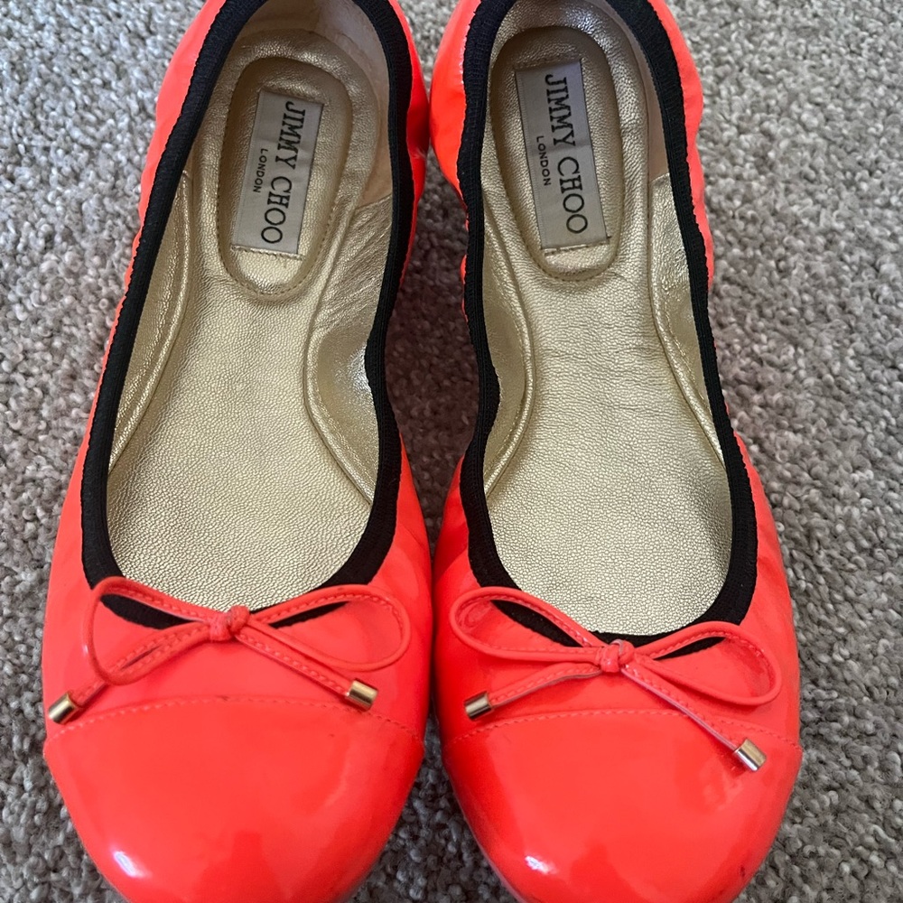 Jimmy Choo Women's Vibrant Fuschia Patent Leather Flats